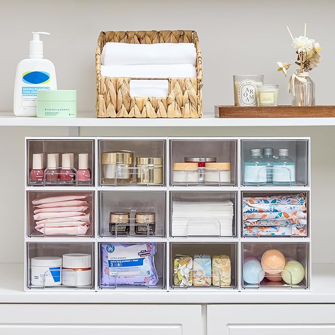Vtopmart 4Pack Small Stackable Storage Drawers, Bathroom Makeup Organizer - Image 3