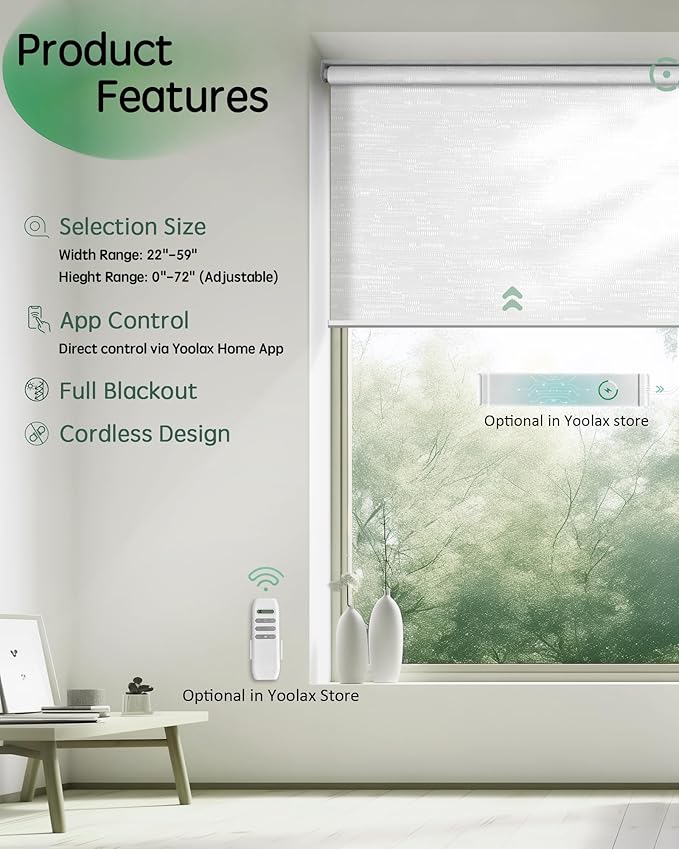 Yoolax Motorized Blinds App Control, Light Filtering Motorized Shades - Image 3