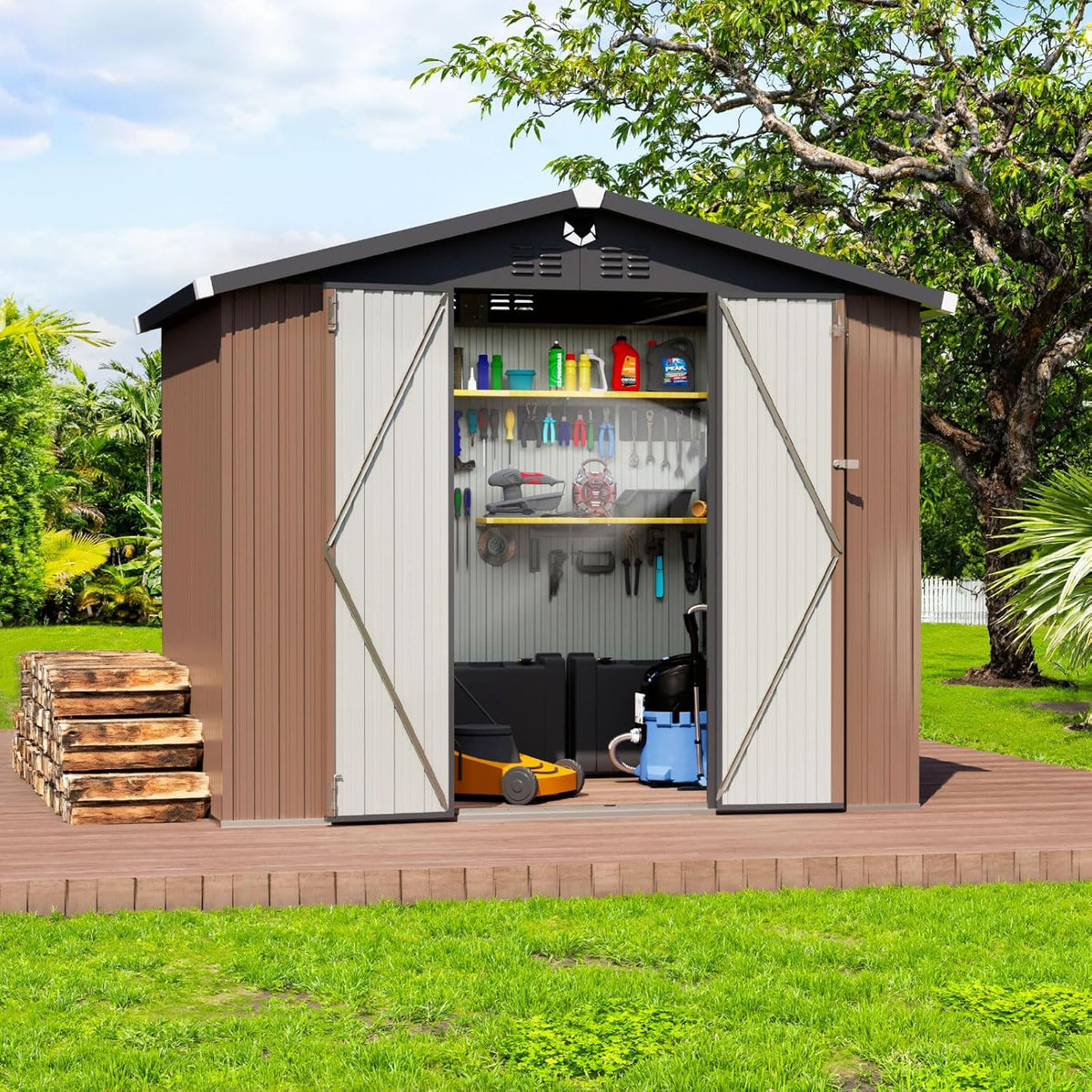metal storage shed, 8x6 outdoor storage building,large backyard, main product view