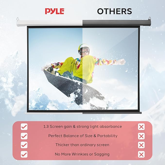 Pyle 72" Portable Motorized Matte White Projector Screen - Image 7