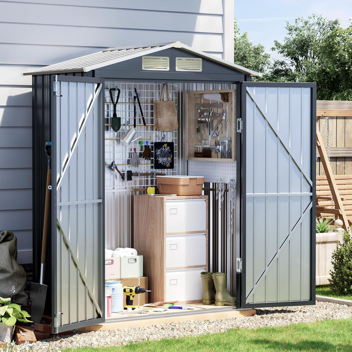 3 ft metal storage shed for backyard,nightblue, main product view