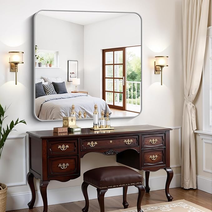 FORBATH 42x42 Inch Silver Bathroom Mirror - Image 4