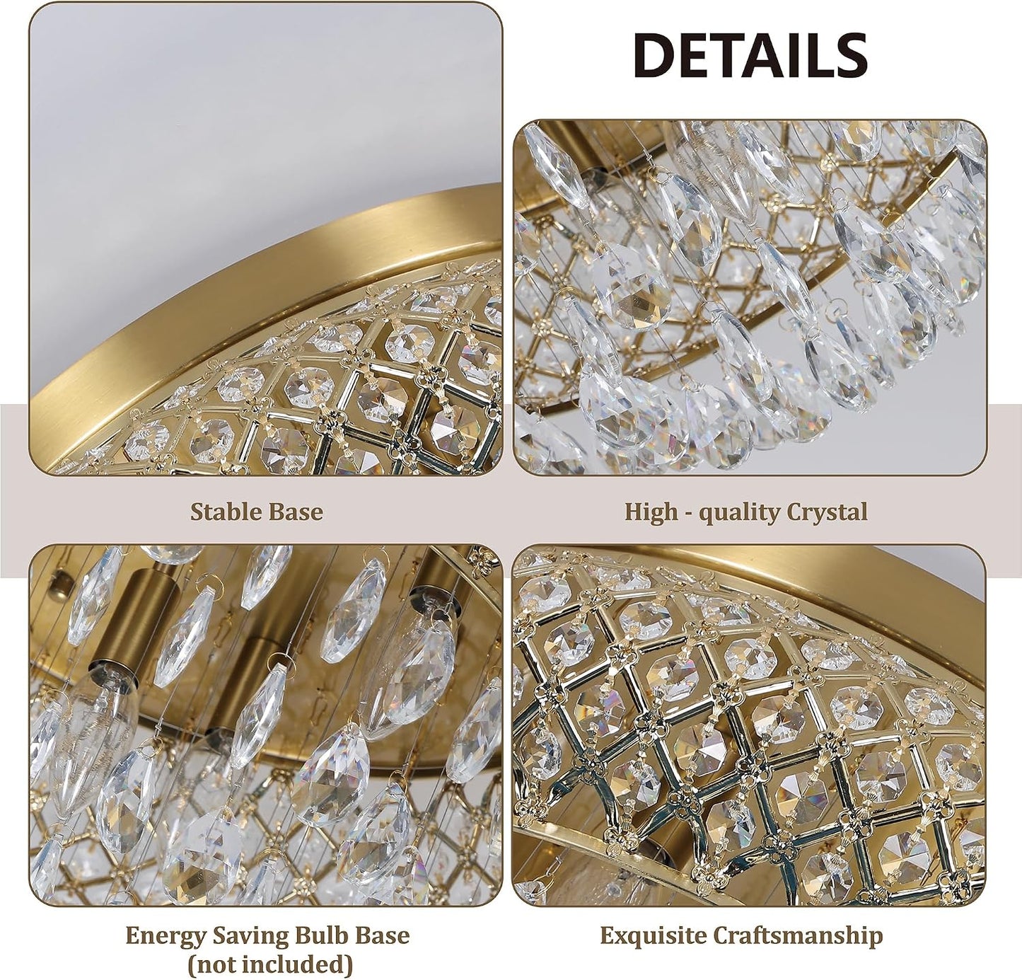 Maxax 19.5'' Crystal Brass Chandelier, 5-Light Large Vintage Farmhouse Ceiling Light Fixture, Drum Raindrop Metal Shade, French Empire, for Living Room Bedroom Dining Room Kitchen Entryway