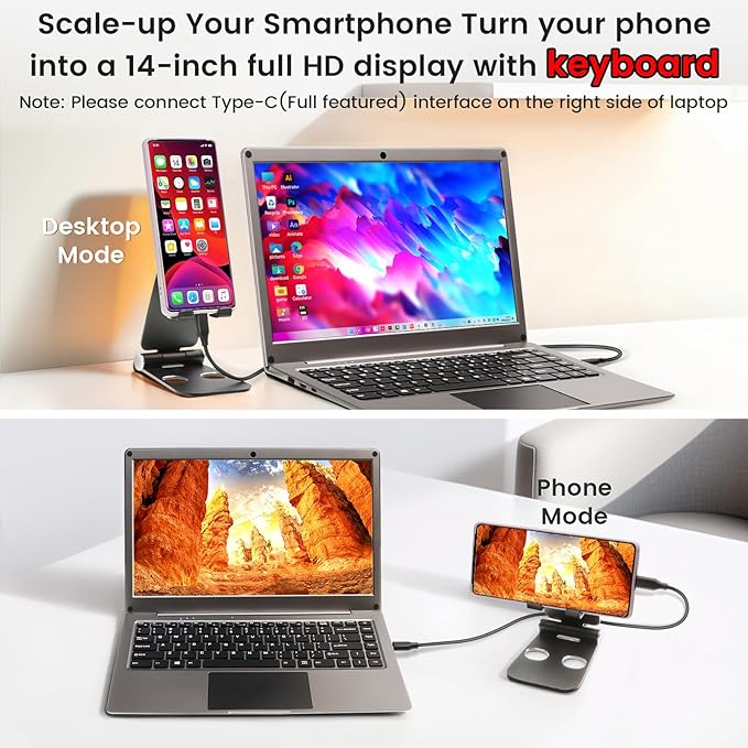 Portable Monitor with Keyboard, 14inch 1080P FHD Lapdock Compatible with - Image 4