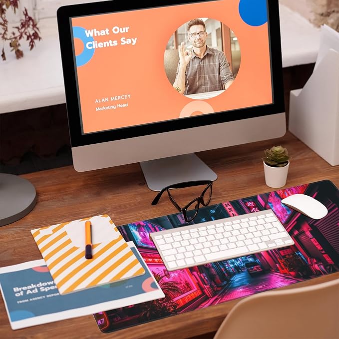 Eflxamz Desk Mat, Japanese Anime Neon Street Desk Pad, Anime City Large Gaming - Image 5