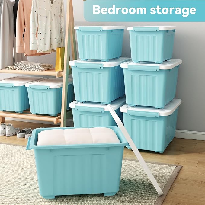 Nazhura 72 Quart Plastic Storage Bin, Stackable and Nestable Storage Boxes - Image 7
