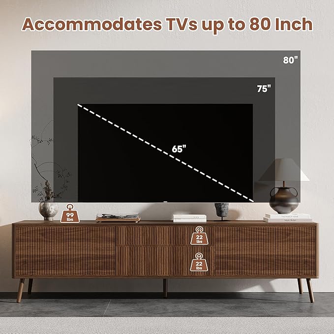 Merax Mid Century 70" TV Stand, Modern Entertainment Center - Image 7