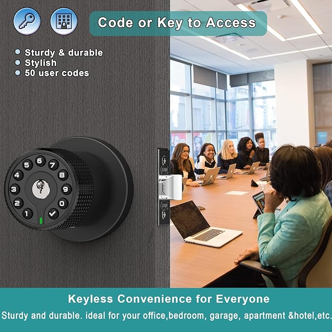 BOTHSTAR Keypad Door Knob with Key, Keyless Entry Door Lock, Code Locks Door - Image 3