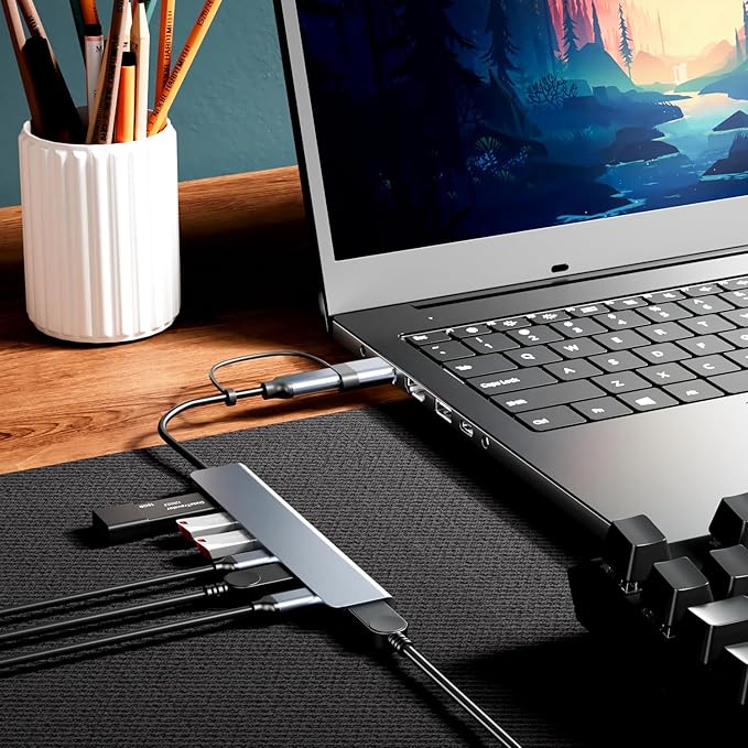 【Upgrade】 USB C/USB Hub, BERLAT Aluminum 7 in 1 USB C & USB Hub - Image 5