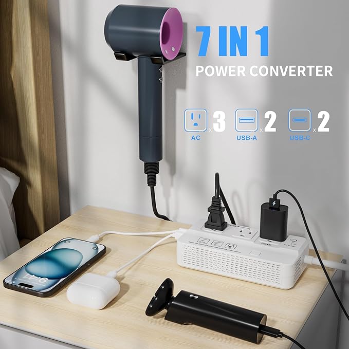220v to 110v Travel Voltage Converter : International Universal Power Plug - Image 2