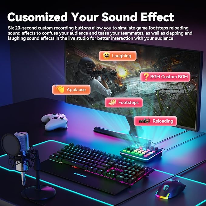 SINWE G1 Gaming Audio Mixer, RGB Audio Interface - Image 5