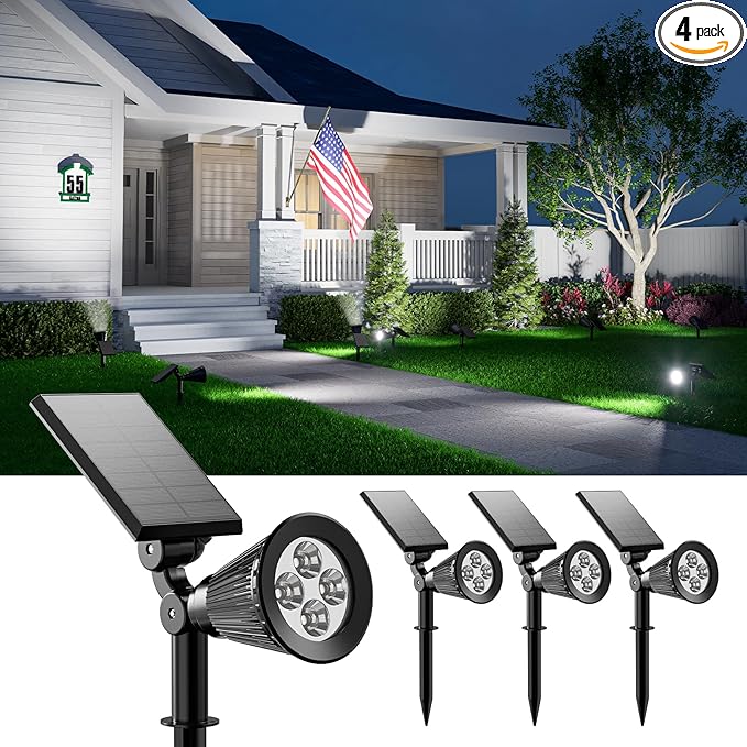 4 Pack Solar Spotlights Outdoor Waterproof by FALOVE