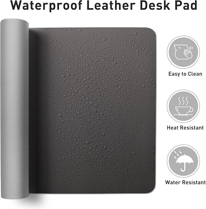 Aothia Leather Desk Pad Protector, Mouse Pad, Office Desk Mat, Non-Slip PU - Image 7
