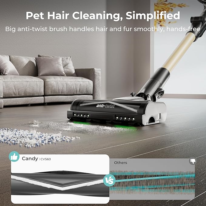 Candy Cordless Stick Vacuum Cleaner, 320AW Powerful Suction, 100min Runtime - Image 6