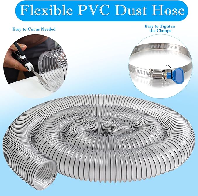 PVC Dust Collection Hose 2-1/2"x20', 2.5 Inch Dust Collector Vacuum Hose - Image 5