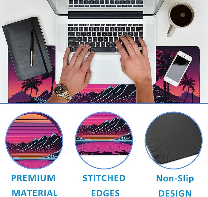 EOBKLAX Mouse Pad, Retro Sunset Desk Mat - Image 3