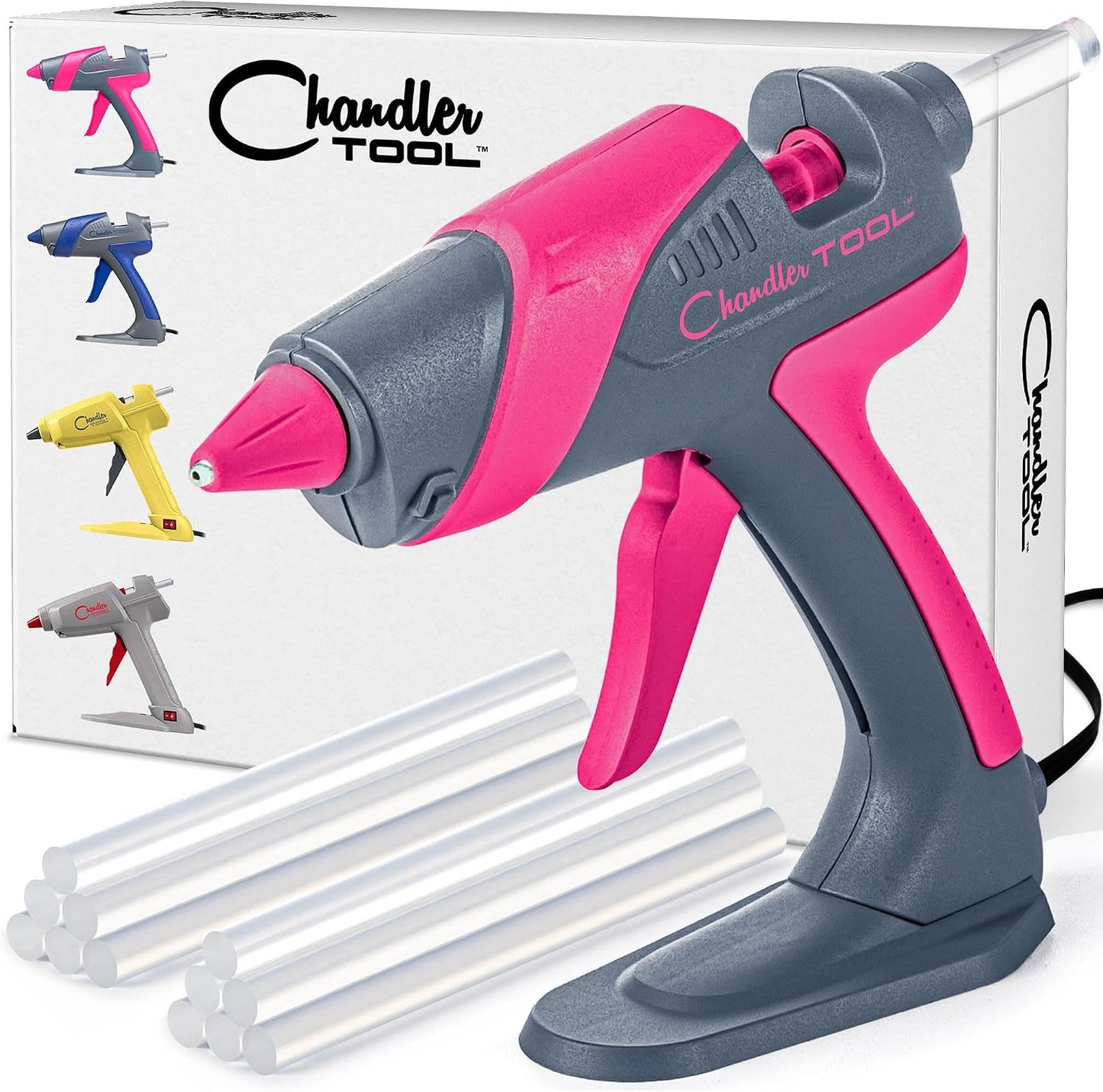 Hot Glue Gun Kit, Corded Craft Glue Gun with 10 Glue Sticks (60W Pink/Grey)