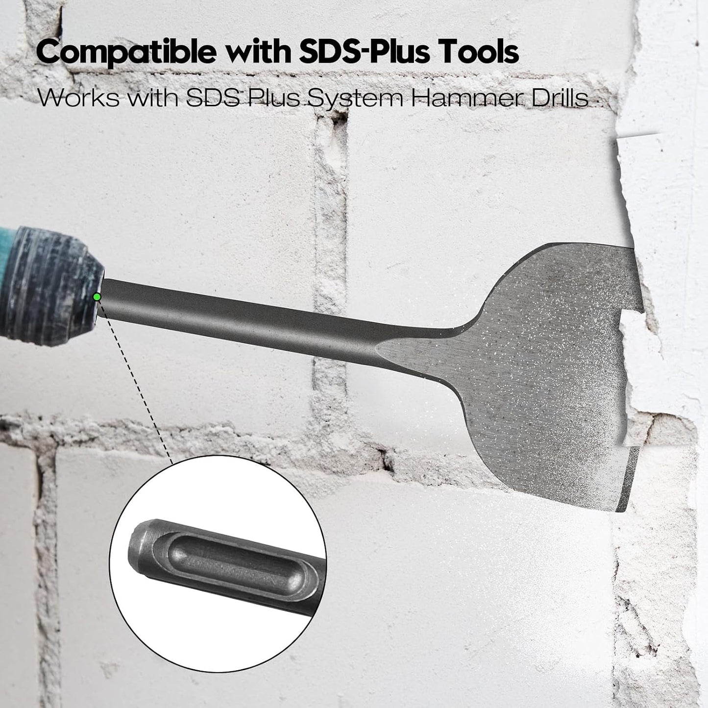 2Pcs SDS Plus Chisel Set, Flat & 20° Bent Tile Removal Bits | 3" x 10" Tile Removal Bits, 40Cr Alloy Steel, Fits Most Rotary Hammers, Wall Demolition, Tile Removal & Concrete Cleanup