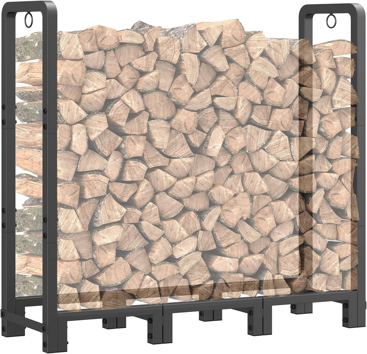 mr ironstone 4ft firewood rack outdoor indoor, upgraded, main product view