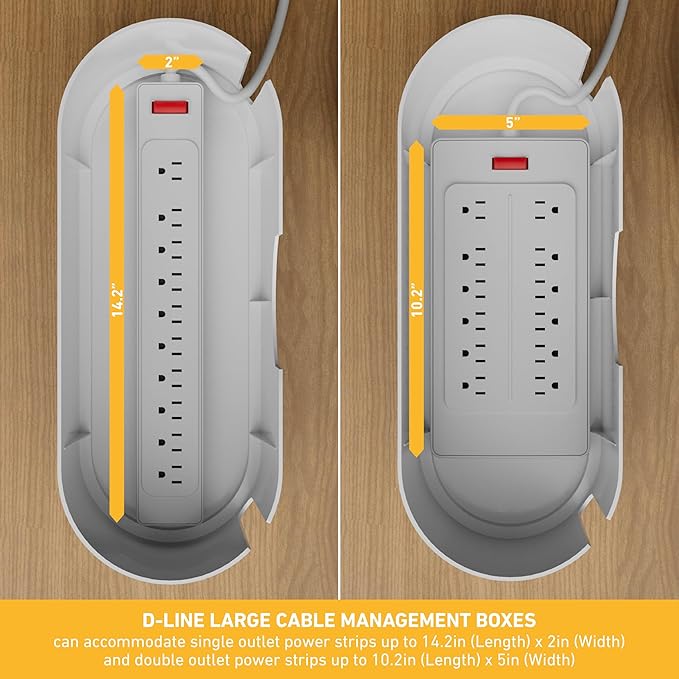 D-Line Cable Management Box, Power Strip Holder, Floor Outlet Hiders, Desk Cord - Image 3