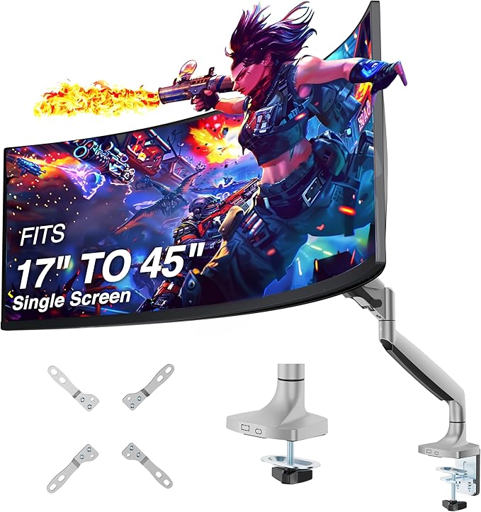 AVLT Single 17"-45" Monitor Arm Desk Mount Premium Mechanical Spring fits One by AVLT-USA