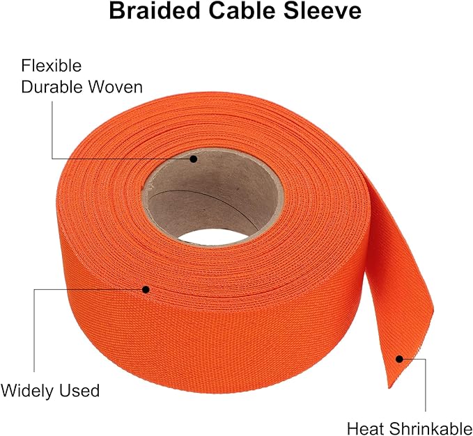 MECCANIXITY Braided Cable Sleeves Heat Shrinkable Fabric Sleeving, 1 3/8" 40ft - Image 4