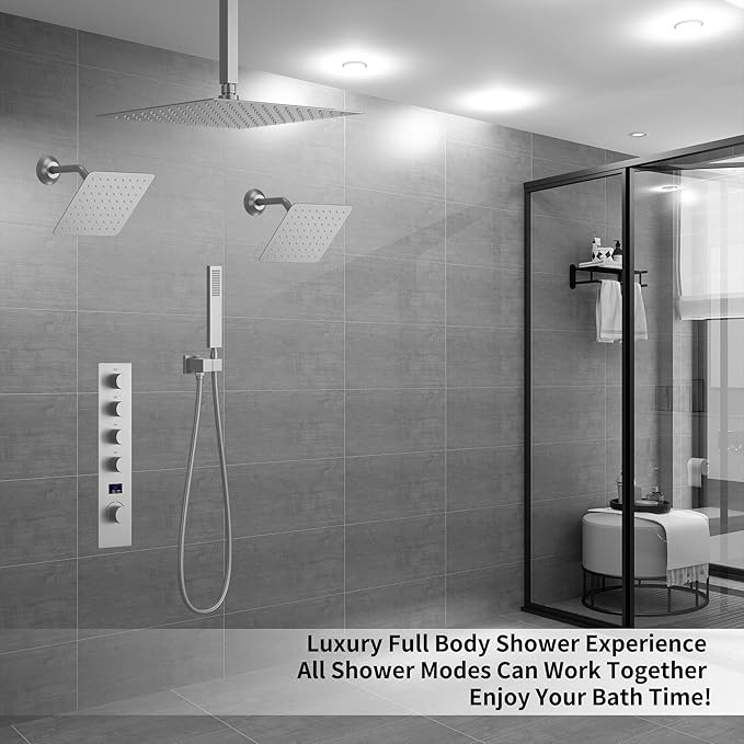 KATAIS Digital Display Shower Fixtures Brushed Nickel Shower System - Image 2