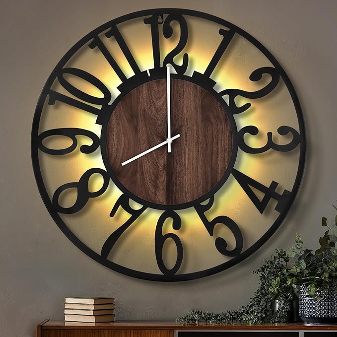LEIKE Large Wall Clocks with Night Light Battery Operated, Silent Non Ticking by LEIKEWALLCLOCK