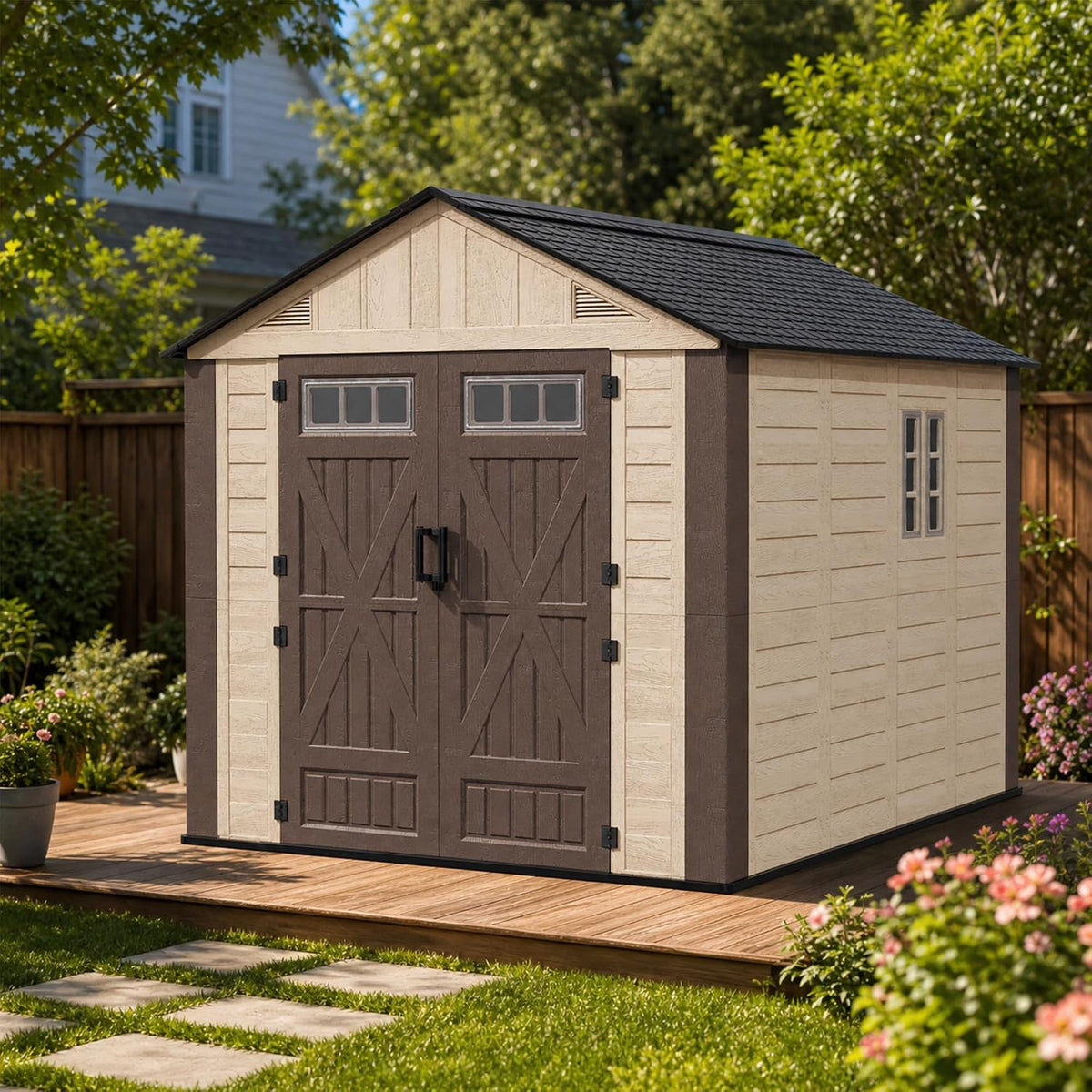 airwire 8x10 ft resin storage shed beige, main product view