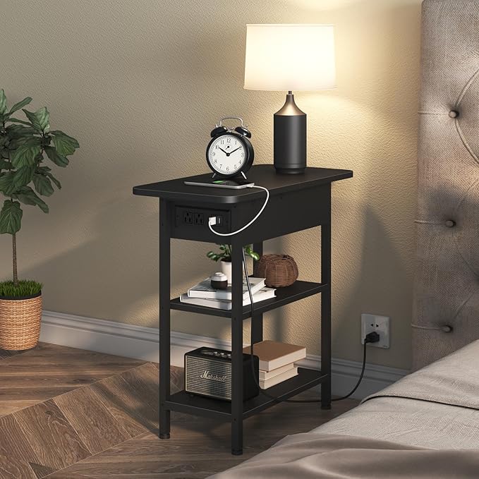 LIDYUK End Table with Charging Station, Nightstands Set of 2 - Image 6