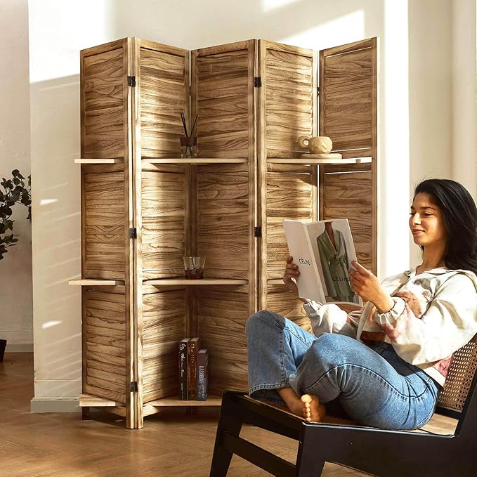 Partition Room Dividers, Folding Wood Privacy Screen - Image 7