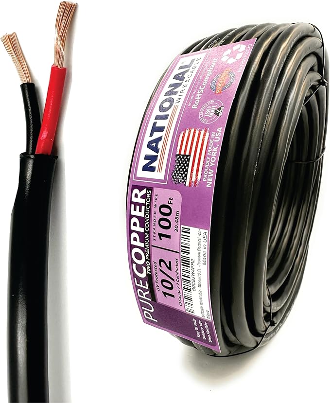 NATIONAL Wire & Cable – 10 AWG 2-Conductor Premium Copper Wire, 100 ft by NATIONALWireCable
