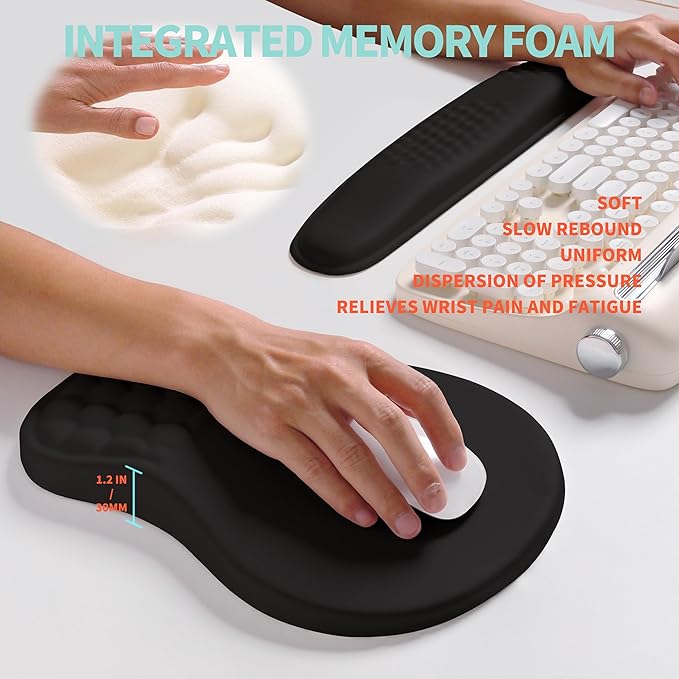 KUOSGM 2-in-1 Ergonomic Set, Wave Rise Keyboard Wrist Rest and Massage Bulge - Image 4