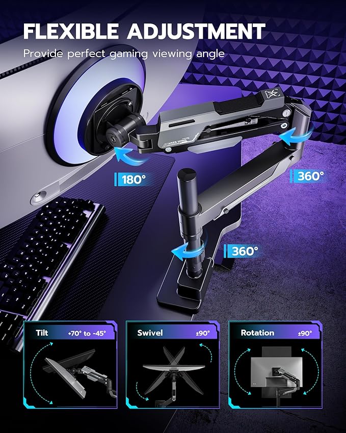 ARES WING CoreArm Single Monitor Mount, Ultrawide Monitor Arm - Image 5