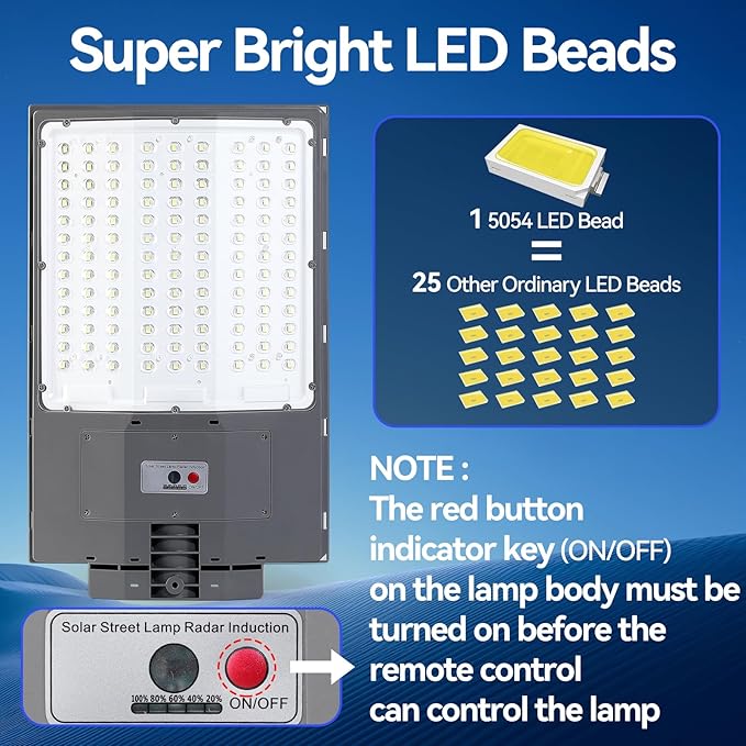 8500W Solar Street Lights Outdoor, 550000LM 7000K Solar Parking Lot Lights Dusk - Image 3