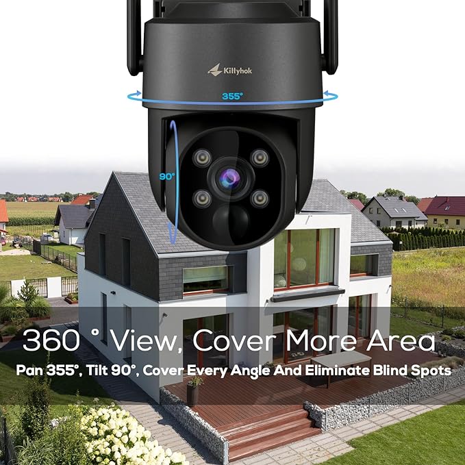 Kittyhok Black Solar Security Cameras Wireless Outdoor System, 5G/2.4G WiFi - Image 3