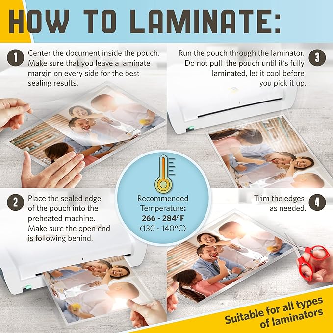 Thermal Laminating Pouches, 9 x 11.5 Inches, 3 Mil Thick, 30 Pack of Glossy - Image 7