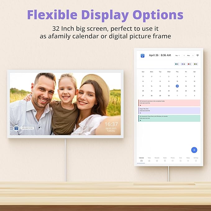 Digital Calendar 32 Inch Touch Screen, Electronic Wall & Desk Calendar Chore - Image 7