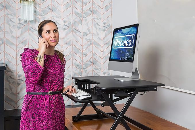 Rocelco 32" Height Adjustable Standing Desk Converter - Image 6