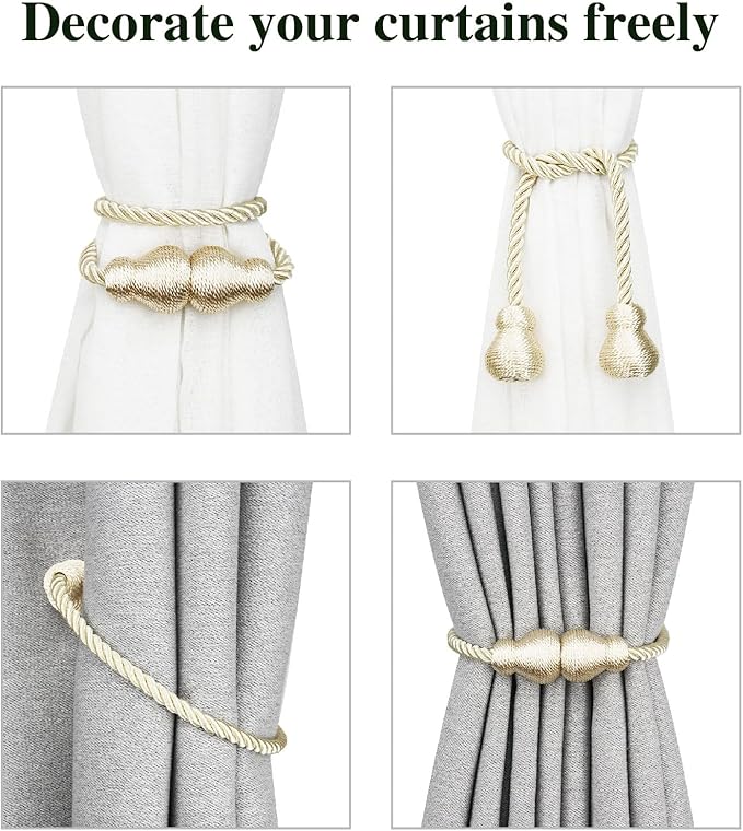 Nieffeiy Magnetic Curtain Tiebacks Outdoor Curtain Tie Backs Rope Decorative - Image 4