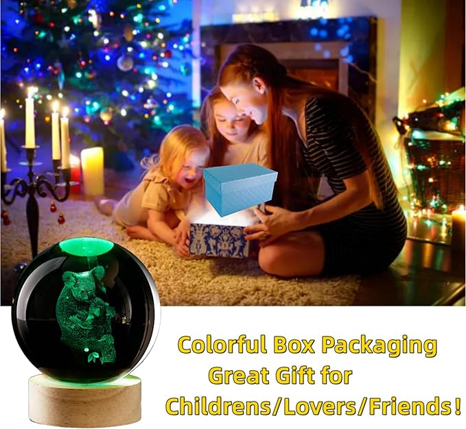Conalisk 3D Koala Crystal Ball Lamp, Lifelike Bear Crystal Night Light - Image 5