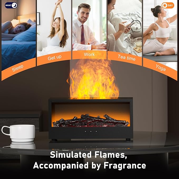 Fireplace Flame Air Diffuser Humidifier, 7 Colors Aromatherapy Essential Oil - Image 7