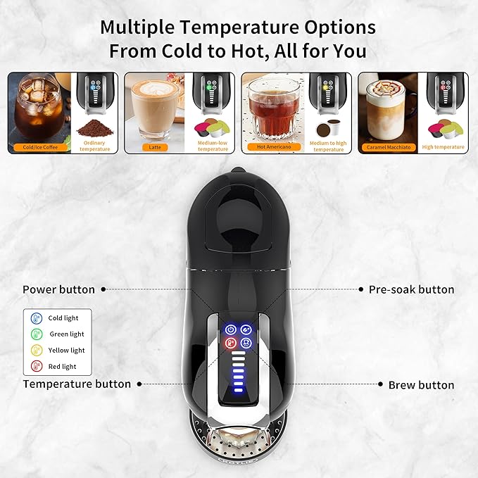 KOTLIE Single Cup Coffee Maker, 4 Temperature Settings, 7 Water Volume Levels - Image 5