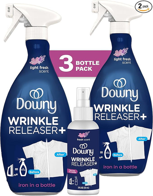 Downy Wrinkle Releaser Spray, Travel Size Spray + 16.9 Fl Oz Pack of 2 by Downy