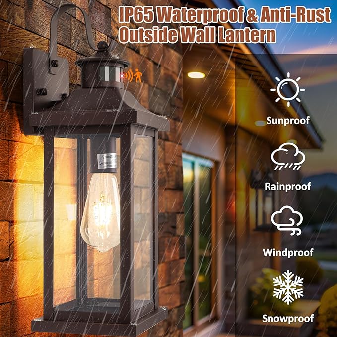 Roravilila 1-Pack 18 Inch Oil Rubbed Bronze Motion Sensor Outdoor Wall Lantern - Image 5