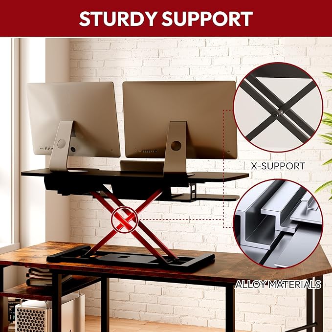SANODESK 42" Electric Standing Desk Converter, Height Adjustable Riser - Image 5