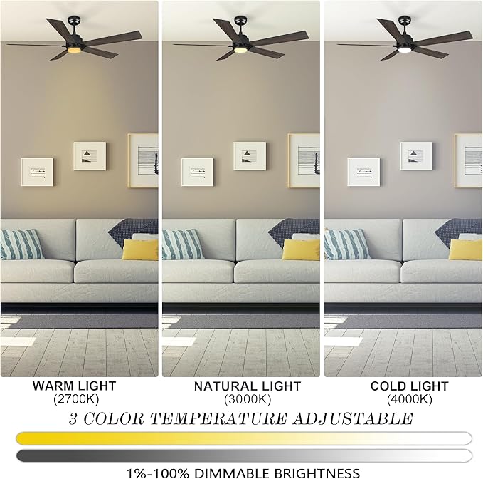 SMAAIR Smart Ceiling Fan with Light, 56inch Indoor and Outdoor ceiling fan with - Image 2