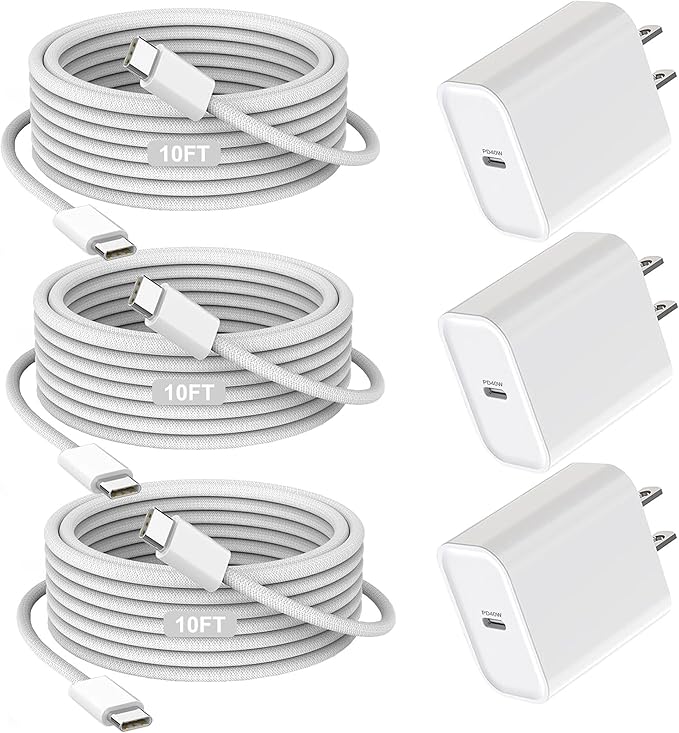 iPhone 17/16/15 Charger Fast Charging 3Pack 40W USB C Charger Fast Charging by TrimDish
