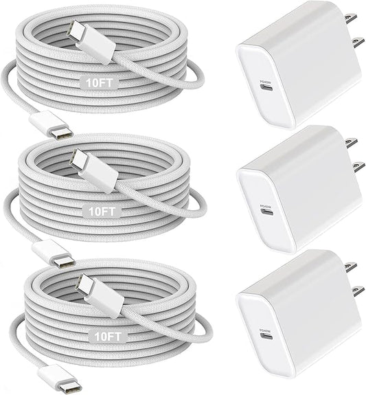 iPhone 17/16/15 Charger Fast Charging 3Pack 40W USB C Charger Fast Charging by TrimDish