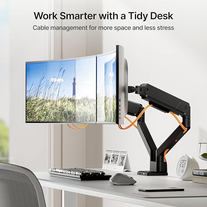 monTEK Dual Monitor Mount with USB Monitor Arms - Image 6